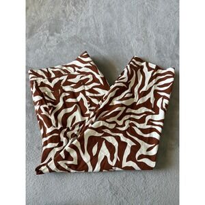 Spanx Size 3X Clay Zebra Print Cropped Pants High Waist Brown‎ White Trousers